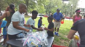 Passing out Compassion bags